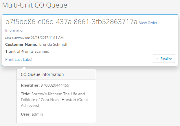 Orders Now Multi Unit CO Queue